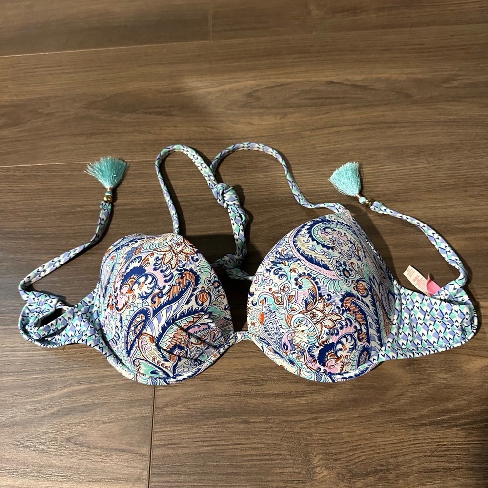 Victoria's Secret Paisley Bikini Top - Blue and Orange